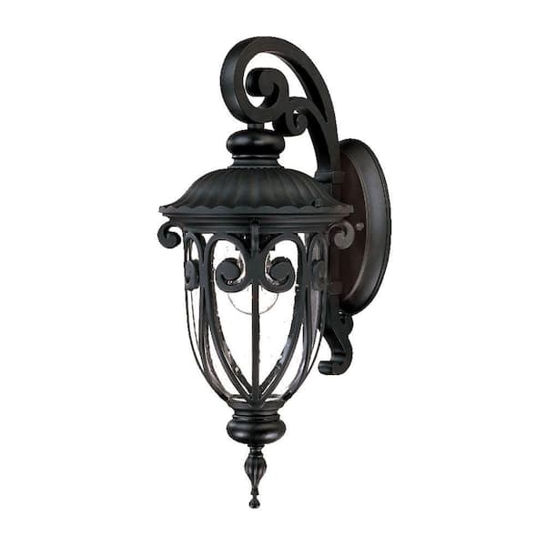Acclaim Lighting Naples Collection Wall-Mount 1-Light Outdoor Matte Black Wall Lantern Sconce