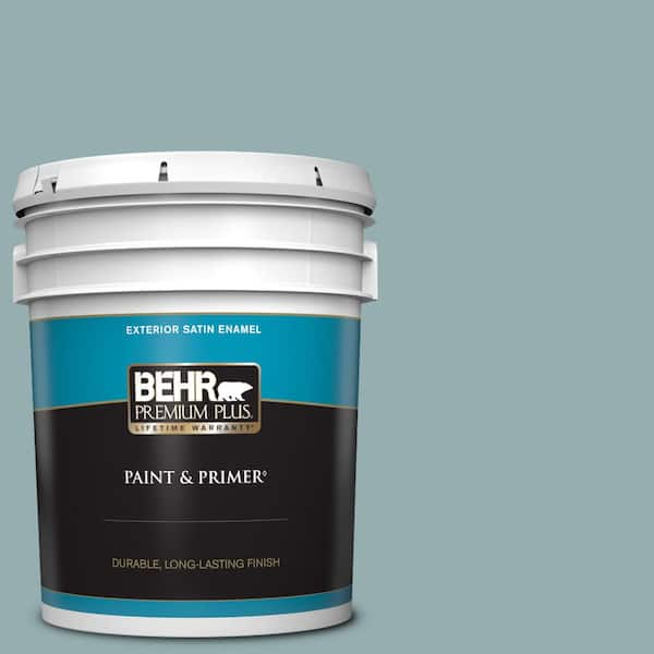 BEHR PREMIUM PLUS 5 gal. #ICC-66 Quiet Moment Satin Enamel Exterior Paint & Primer