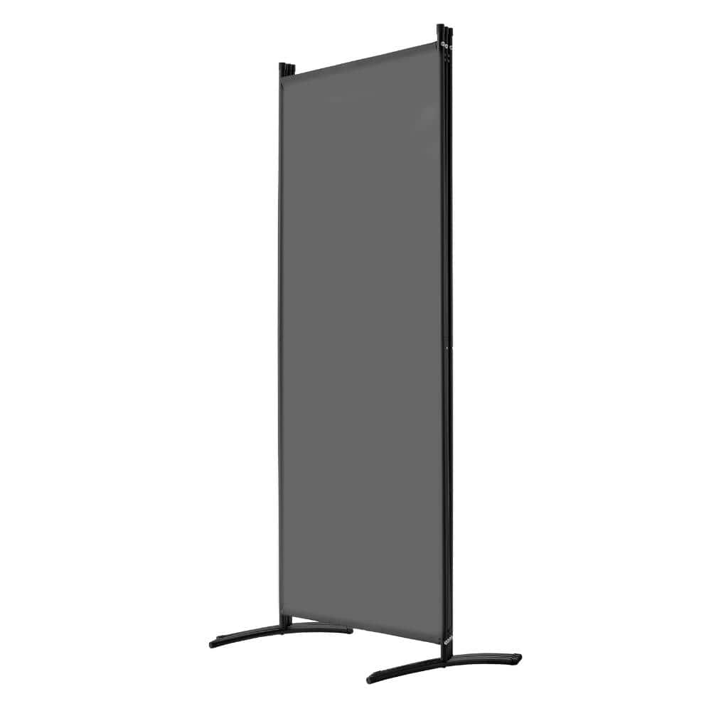 Single panel of the gray room divider shown from an angle.