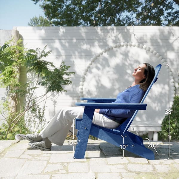 LUE BONA Navy Blue Folding Plastic Adirondack Chair Patio Chairs