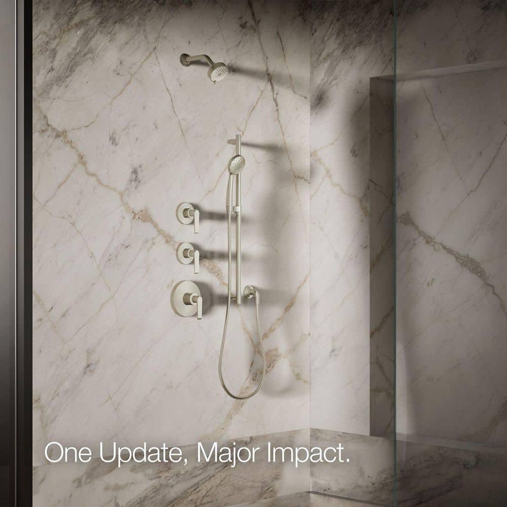 Vibrant Brushed Nickel Multifunction Wall Mounted Showerhead
