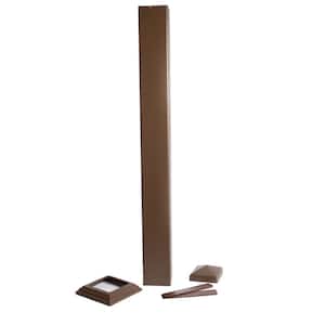 4 in. x 4in. x 39 in. Brown Powder Coated Aluminum Post Sleeve for Wood Post. 1 Post Sleeve, 1 Post Cap, & 1 Base Trim.