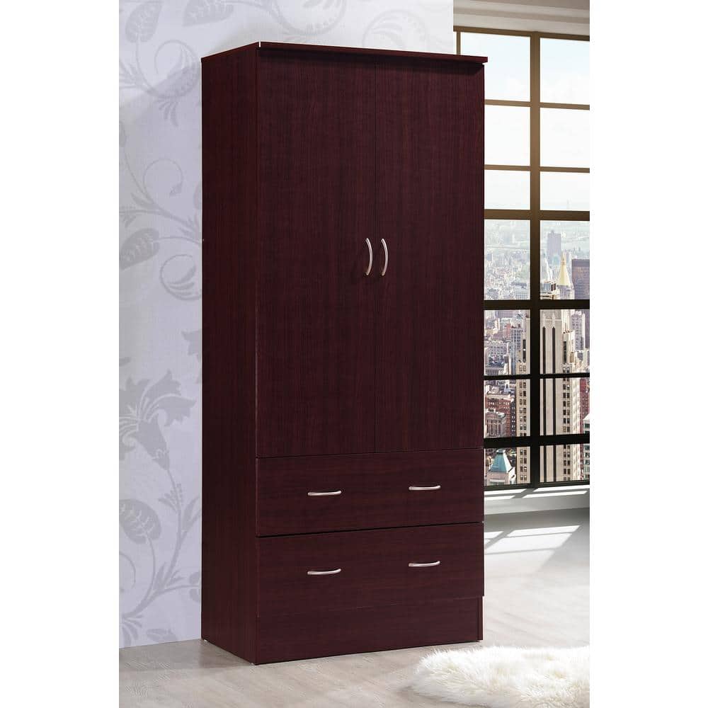2-Door Armoire with 2-Drawers in Mahogany - thumbnail 4