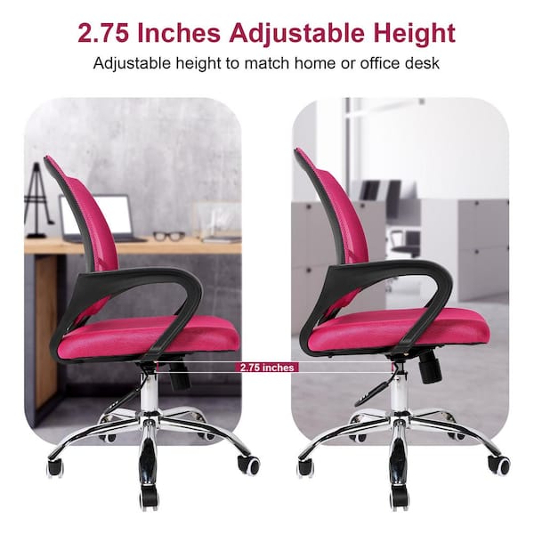 VECELO Home Office Chair with Flip-up Arms and Adjustable Height for  Task/Desk Work, Pink