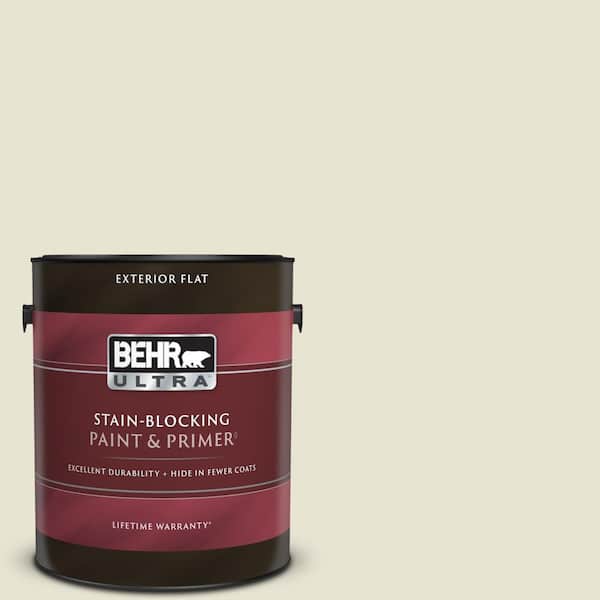 BEHR ULTRA 1 gal. #73 Off White Flat Exterior Paint & Primer