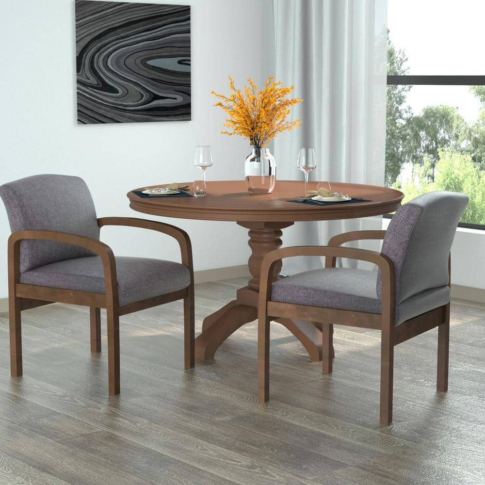 Slate Grey Driftwood Base Guest Chair in Commercial Linen