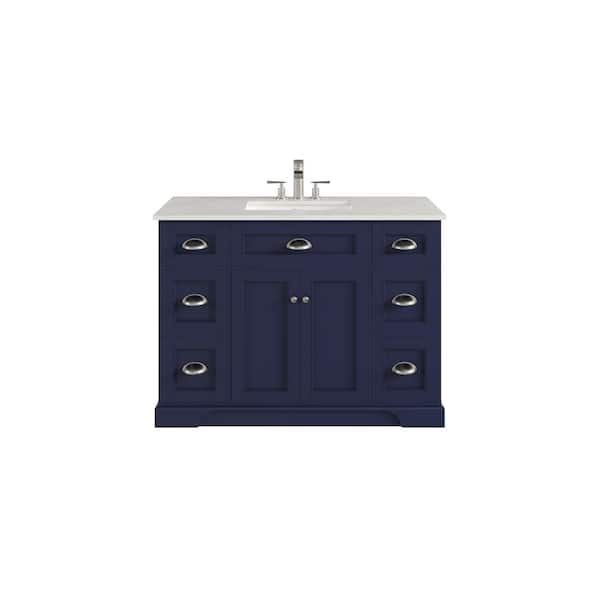 Epic 48 in. Single Sink Blue Bath Vanity with White Carrara Quartz Top (Assembled)