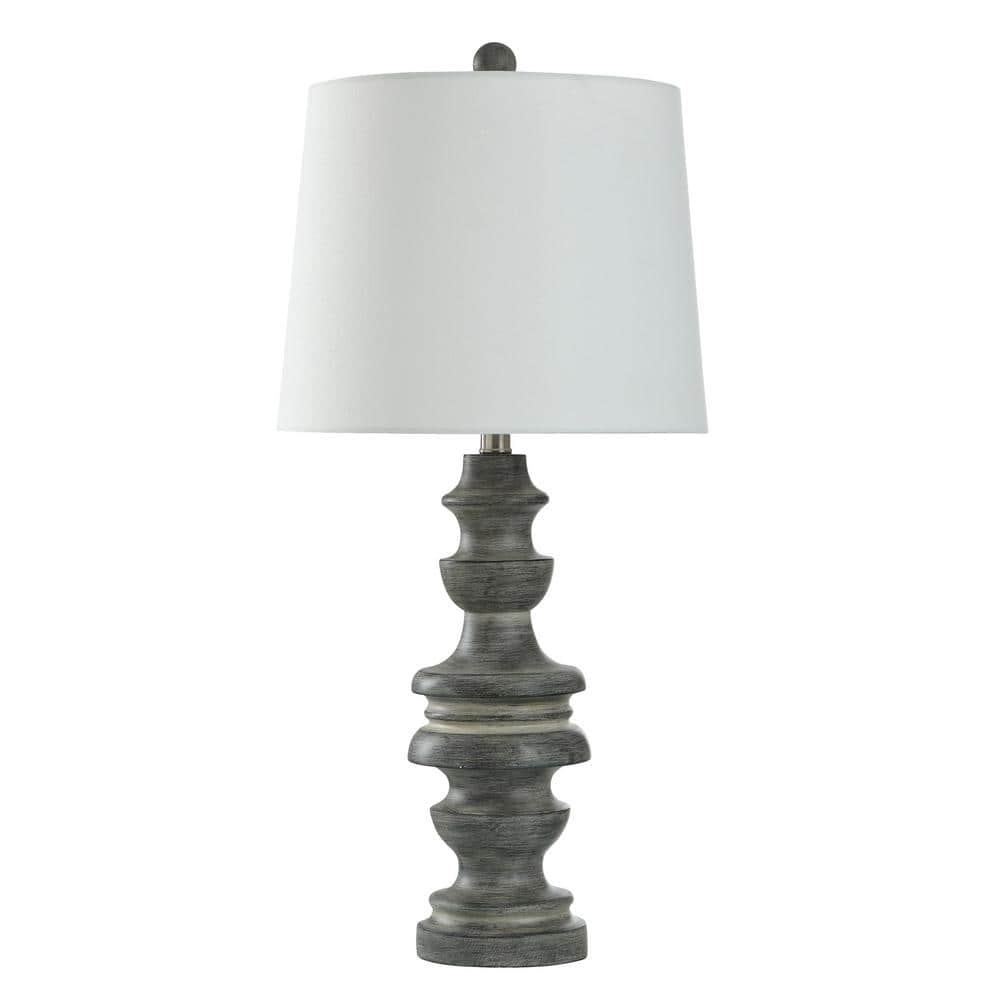 StyleCraft Arthur 30 in. Bullwell Grey Table Lamp with White Linen