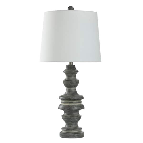 StyleCraft Arthur 30 in. Bullwell Grey Table Lamp with White Linen Shade