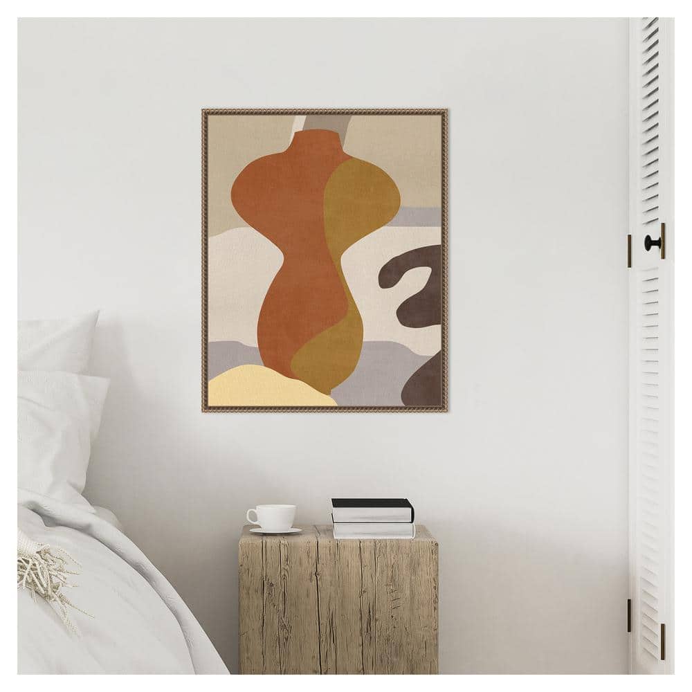 Abstract Geometric Neutral Tones Framed Canvas Wall Art 23"x28"