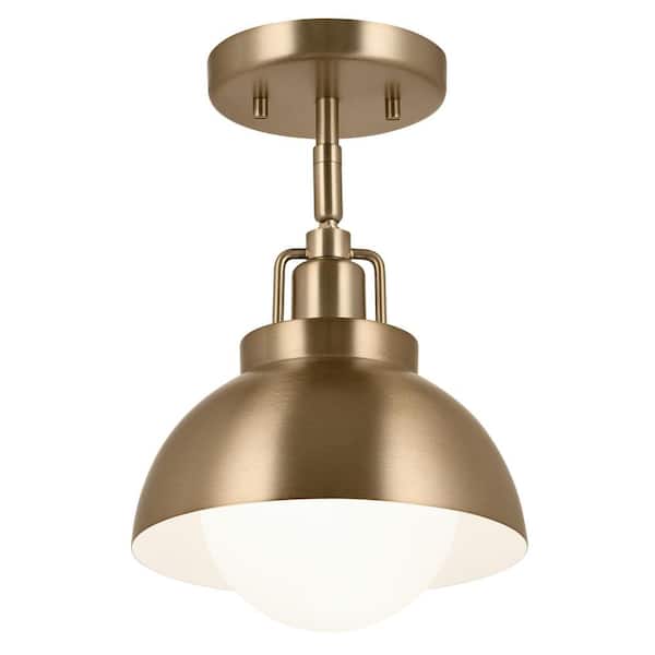 KICHLER Niva 8 in. 1-Light Champagne Bronze Hallway Modern Convertible Semi-Flush Mount Ceiling Light