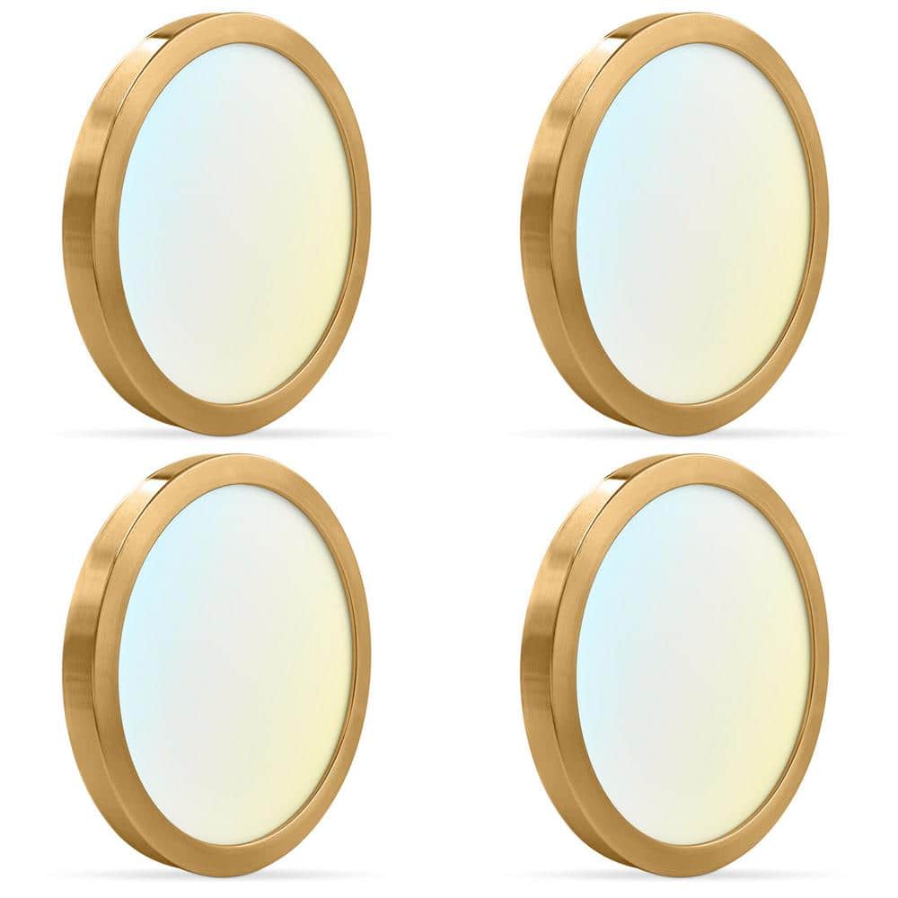 7 in. Brass Modern Flush Mount Ceiling Light Fixture LED Integrated 15-Watt 1000LM 5CCT 2700K-5000K Dimmable (4-Pack) price history on PriceWatchPro