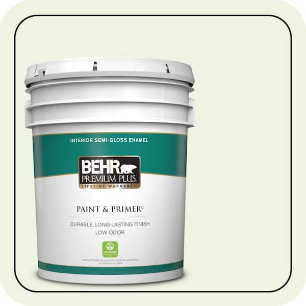 BEHR PREMIUM PLUS 5 gal. #430A-1 Mint Hint Semi-Gloss Enamel Low Odor Interior Paint & Primer