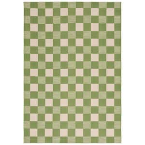 Courtyard Green/Sage Doormat 2 ft. x 4 ft. Checkered Indoor/Outdoor Area Rug