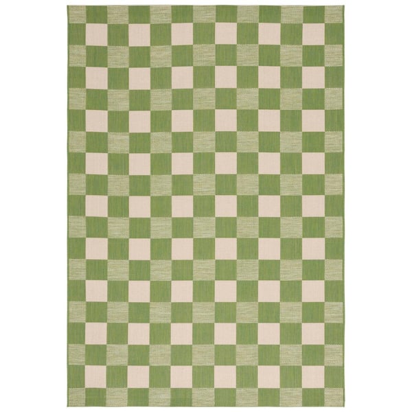 SAFAVIEH Courtyard Green/Sage 5 ft. x 8 ft. Checkered Indoor/Outdoor Area Rug