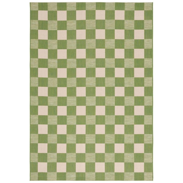 Courtyard Green/Sage 8 ft. x 10 ft. Checkered Indoor/Outdoor Area Rug