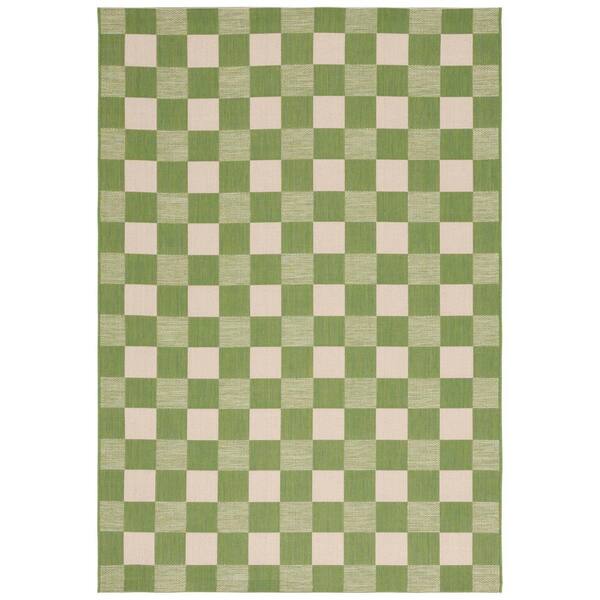 Courtyard Green/Sage 8 ft. x 10 ft. Checkered Indoor/Outdoor Area Rug