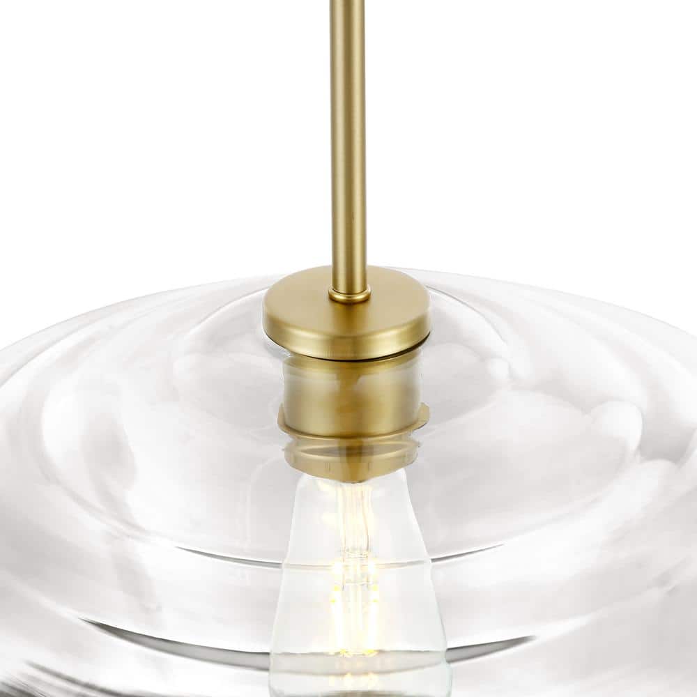 Modern Brushed Brass Dome Pendant Light with Clear Glass Shade