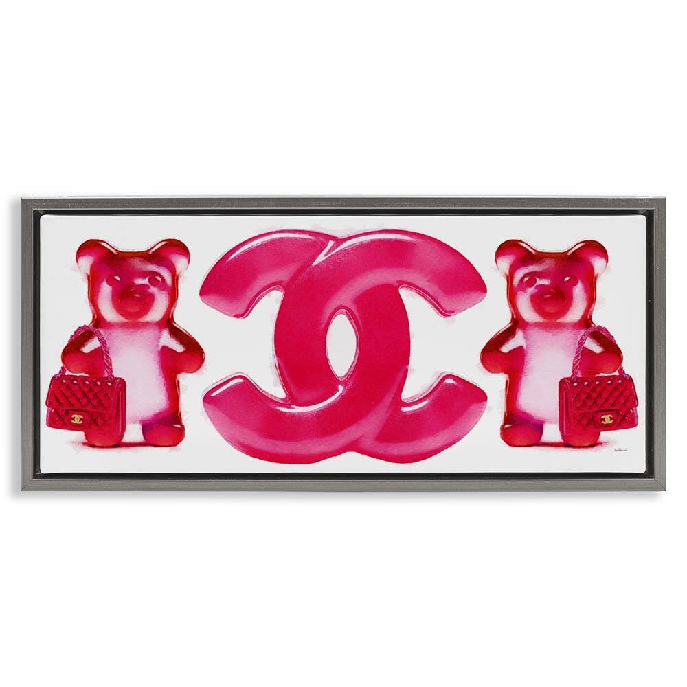 Fashion Brand Bears by Amanda Greenwood Gray Floater Frame Abstract Graphic Art Print 11 in. x 25 in.