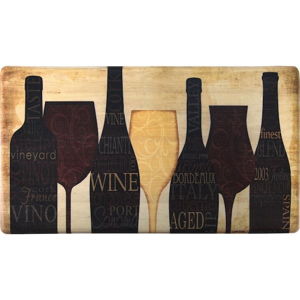 J&V TEXTILES Wine Silhouette 20 in. x 36 in. Anti-Fatigue Kitchen Mat