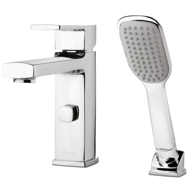 Deckard Single-Handle Deck Mount Roman Tub Faucet with Handshower in Polished Chrome