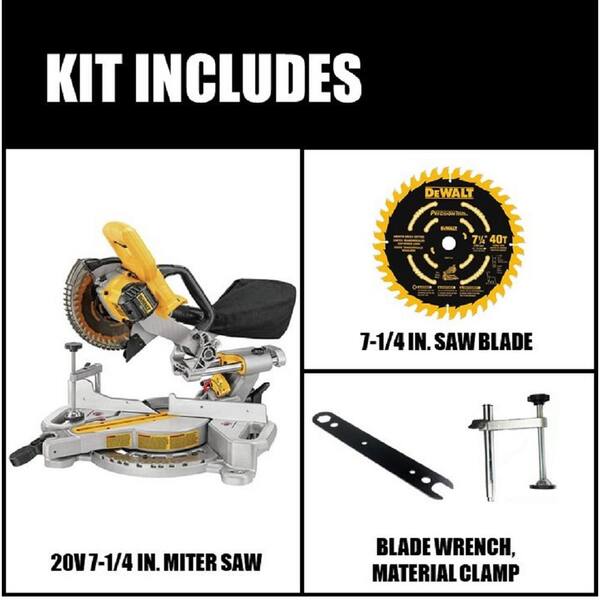 DEWALT - 20V MAX Lithium-Ion Cordless 7-1/4 in. Sliding Miter Saw with 6.0 Ah Battery, 4.0 Ah Battery, Charger and Bag