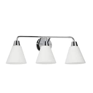 Brody - 23 in. 3-Light Chrome Finish Vanity Light Metal with Frosted Glass