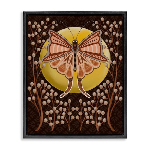 Stupell Industries Moth with Willows by Regina Moore Black Floater Frame Animal Graphic Art Print 31 in. x 25 in.
