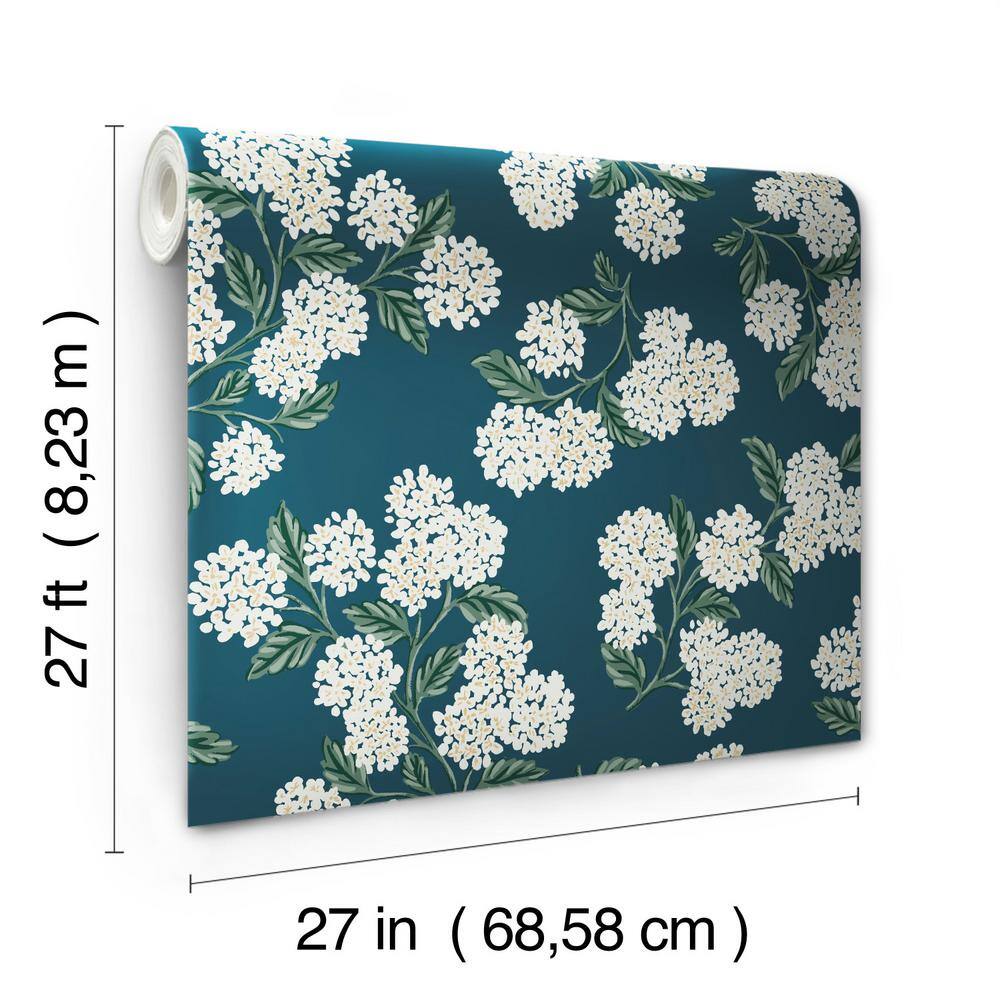 Blue Hydrangea Floral Non-pasted Washable Wallpaper