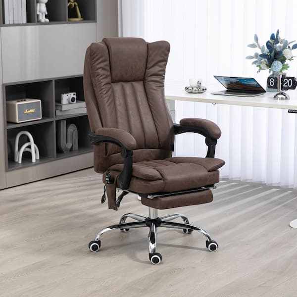 Microfiber Adjustable Height Ergonomic Office Chair in Coffee with Arms