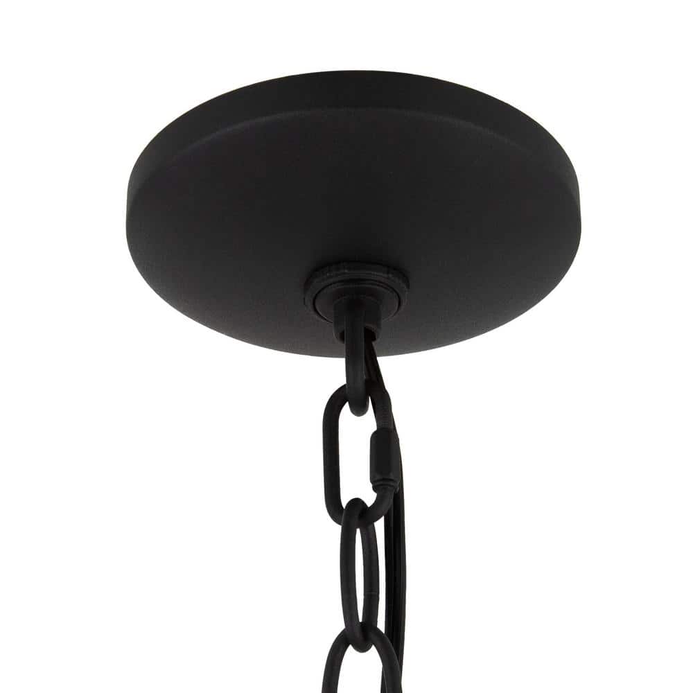 Matte Black 3-Light Dome Pendant with Glass Shade