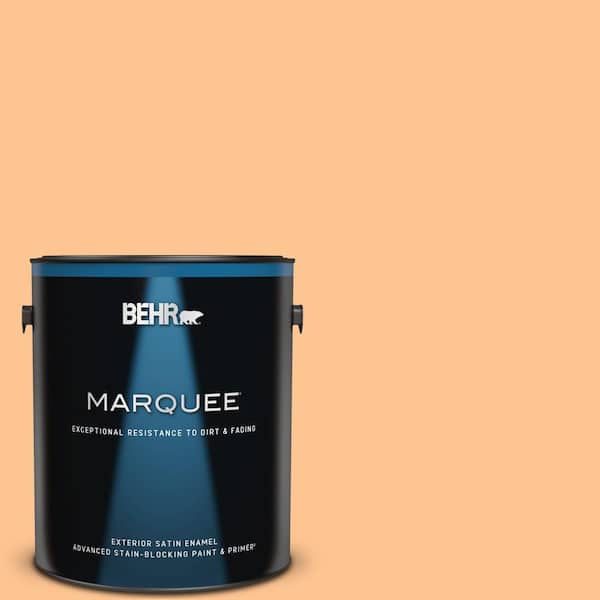 BEHR MARQUEE 1 gal. #P220-4 Dainty Apricot Satin Enamel Exterior Paint & Primer