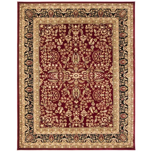 Lyndhurst 8 ft. x 10 ft. Red/Black Border Antique Floral Area Rug