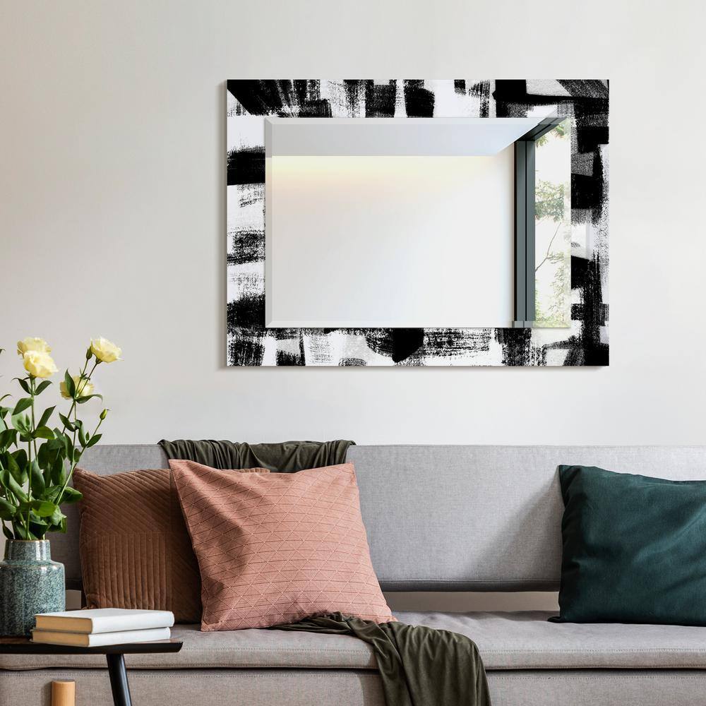 Frameless Rectangular 40" x 30" Black and White Mirror
