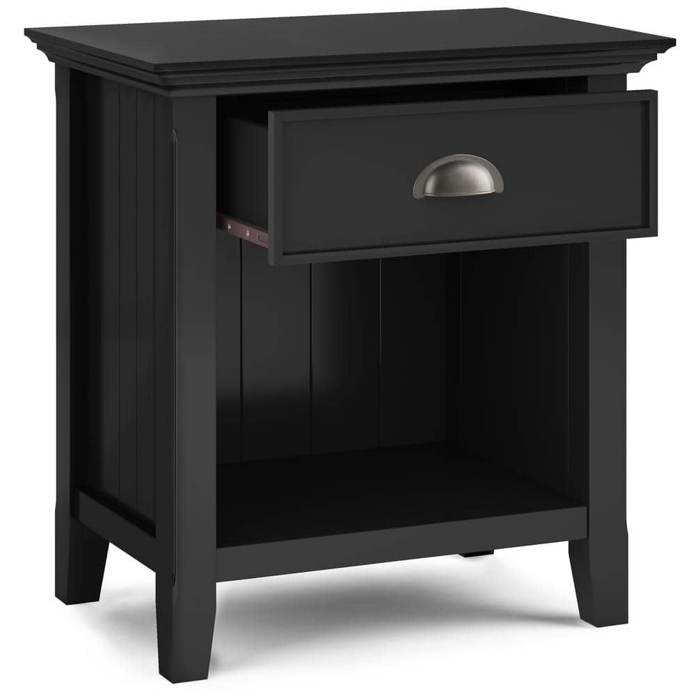 Acadian Black Solid Wood 24" Bedside Nightstand Table