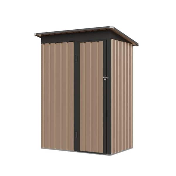 4.27 ft. W x 2.42 ft. D Outdoor Metal Storage Shed with Hinge Door Brown
