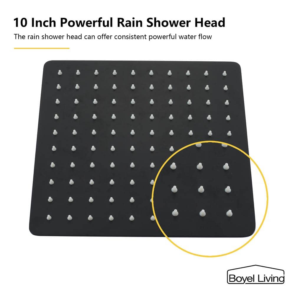 Matte Black Dual Square Rain Shower System with Handheld