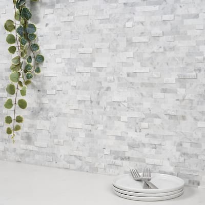 Luxe Core Brick White 10.82 in. x 11.8 in. Marble Peel and Stick Tile (0.88 Sq. Ft. / Sheet)