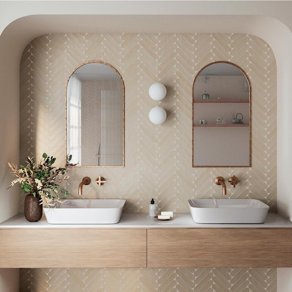 Pastilla Taupe 2 in x 10 in Subway Glossy Porcelain Wall Tile (7.211 sq. ft./Case)