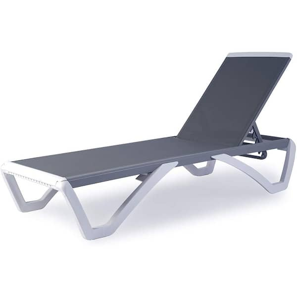 KOZYARD Full Flat Gray Aluminum Outdoor Patio Reclining Adjustable ...