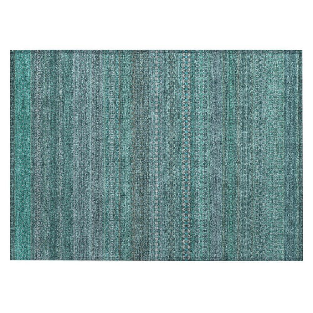 Turquoise 2 ft. x 3 ft. Woven Striped Polyester Rectangle Indoor/Outdoor Area Rug price history on PriceWatchPro