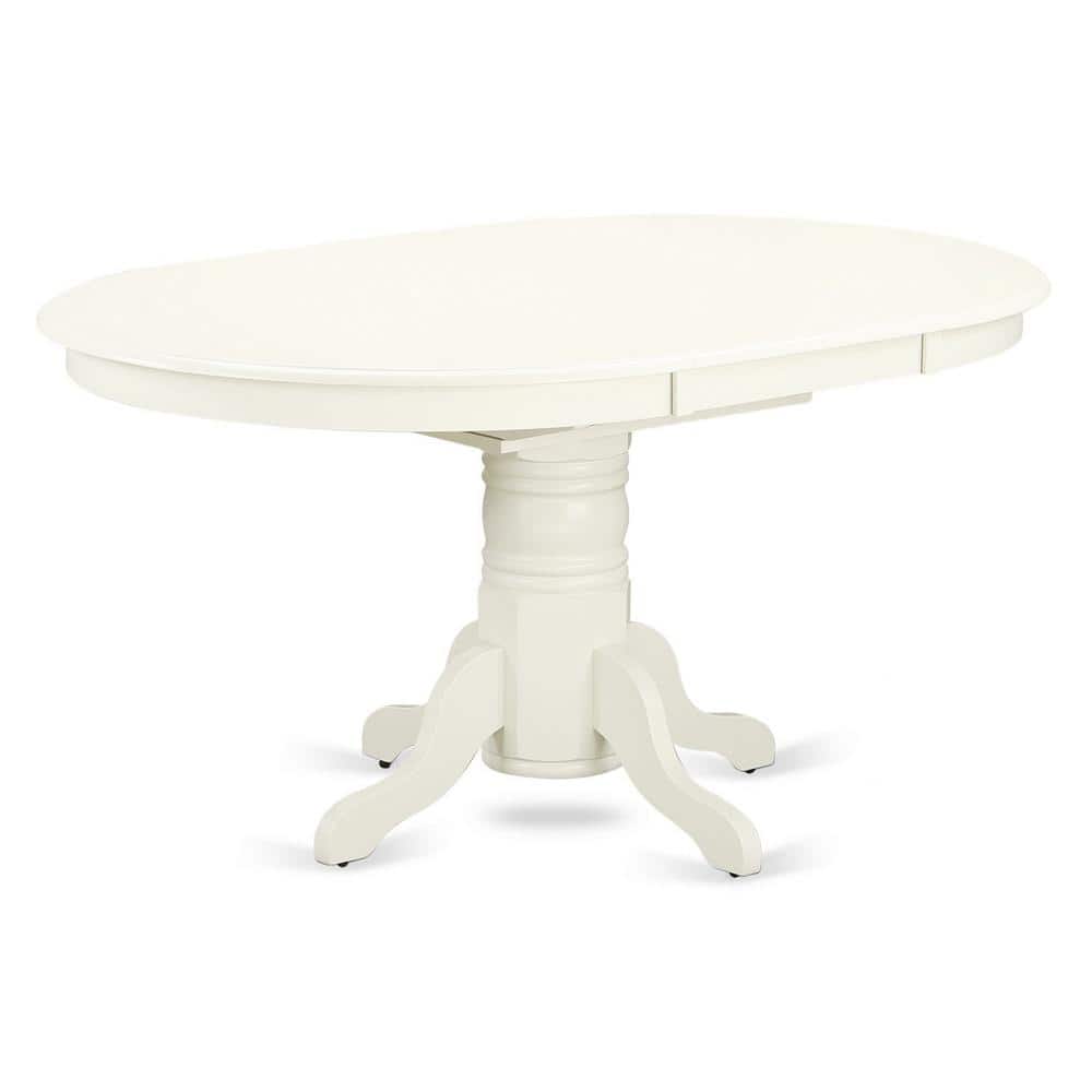 Linen White 7-Piece Oval Dining Table Set with Slatted Back Chairs