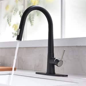Single Handle Kitchen Faucet With Pull Down Sprayer 1 Hole Kitchen Sink Faucet Brass Commercial Taps in Matte Black