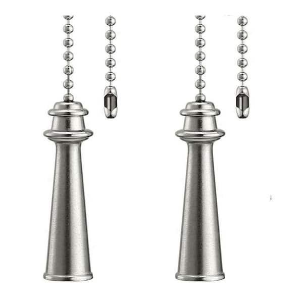 Ceiling Fan Pull Chain Ornaments Extension 12 Inches Fan Pulls Set for Ceiling Light Lamp Fan Chain Beach Tower, Silver
