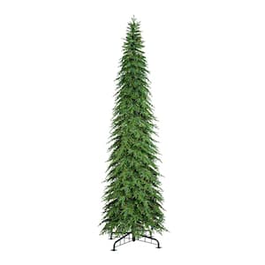 Glitzhome 15 ft. Pre-Lit Green Slim Fir Artificial Christmas Tree