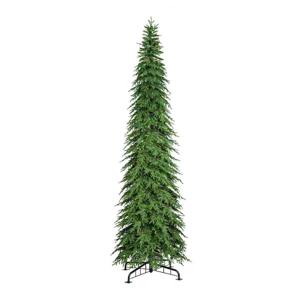 Glitzhome 15 ft. Pre-Lit Green Slim Fir Artificial Christmas Tree