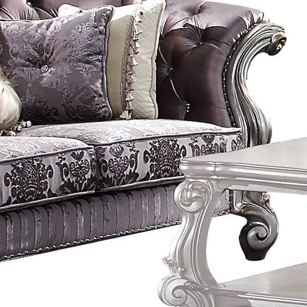 Acme Furniture Versailles 45 in. Velvet & Antique Platinum Velvet 