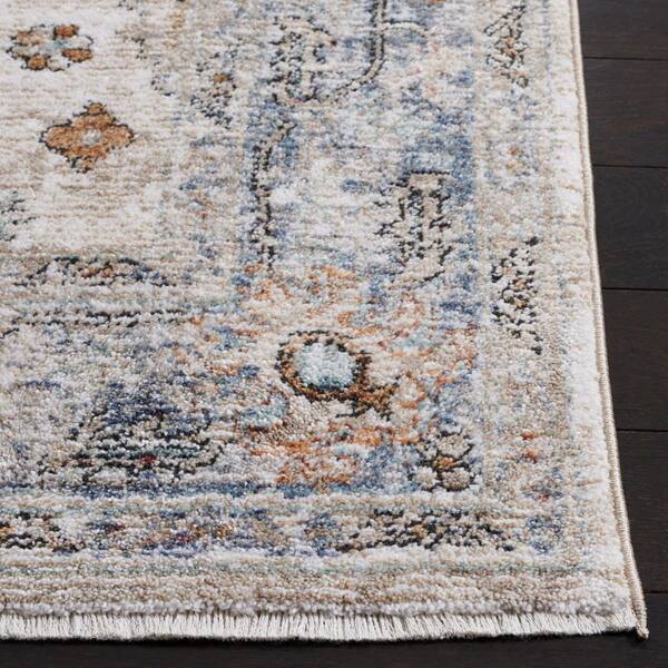 SAFAVIEH Jasmine 4 ft. x 6 ft. Ivory/Blue Distressed Floral