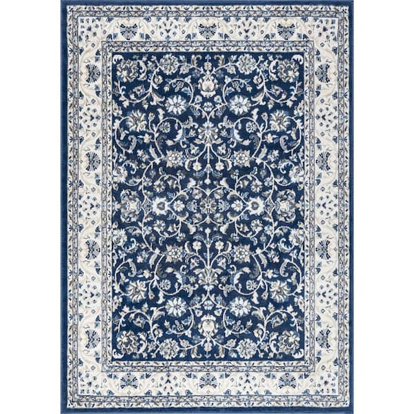 Madison Floral Dark Blue 9 ft. x 13 ft. Indoor Area Rug