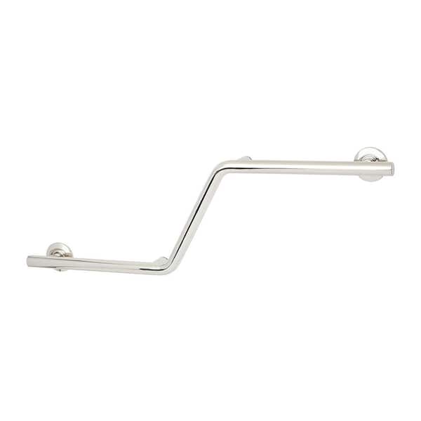 38 in. x 1-1/4 Dia Lifestyle and Wellness Angled Zuma Shower Grab Bar, Left Handed in Polished